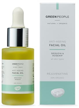 Green People Anti-Aging Gesichtsöl, 30ml | Parabenfrei und ohne Alkohol, Tierversuchsfrei und vegan, Trockene Haut und feine Linien, Süßmandel, Jojoba und Hagebutte