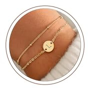 TINGN Armband Damen Gold, Gold Armband mit Buchstaben L Frauen Disc-Monogramm Charm Armkette Mädchen Schmuck Damen Geburtstagsgeschenk Personalisiertes Geschenke für Frauen Teenager Mädchen Freundin