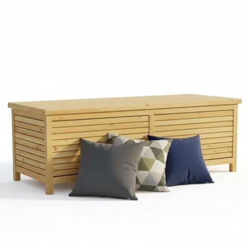 Mucola Auflagenbox Holz mit klappbarem Deckel 140x46x52cm Kissenbox Garten Aufbewahrungsbox für Gartenutensilien Gartenbox