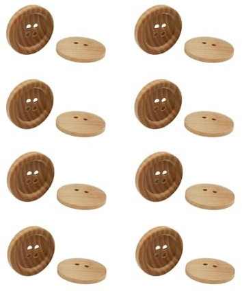 16 Stück hübsche Holz Knöpfe 4 Loch echt Olivenholz mit natürlicher Maserung Holzknopf ，Unbehandelt und Nicht Lackiert, Ideal für Näharbeiten und Bastelprojekte