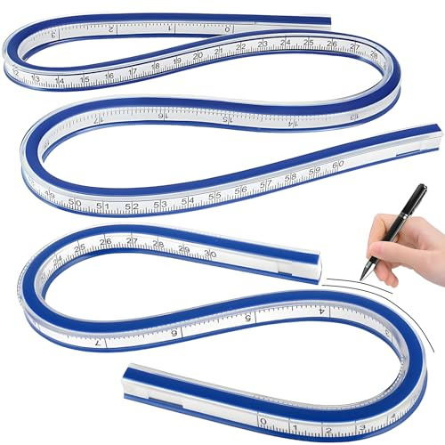 2 Stück Kurvenlineal Schneiderbedarf: Flexibles Kurvenlineal für Zimmerei, Zeichnen, Malen und Kleiderdesign, Biegbares Lineal 30cm & 60cm