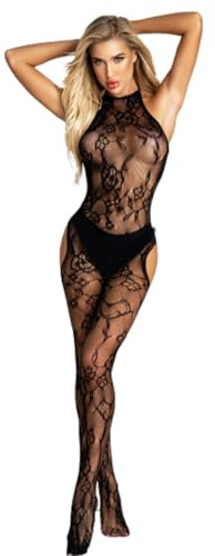 V-Ting Sexy Bow dessous für Damen Bodystocking Netz body Catsuit Unterwäschen Reizwäsche Netz Strumpfhose Hohle Jumpsuit Frauen Bodysuit Nachtwäsche Ärmellos