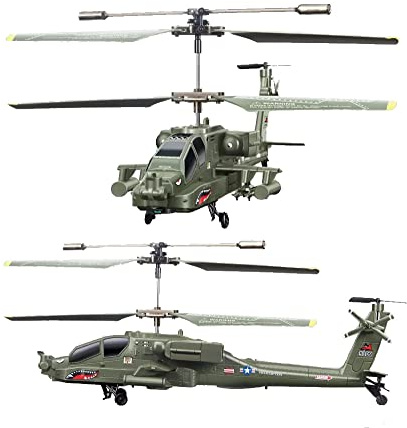 efaso RC Helikopter SYMA S109G Apache Ferngesteuerter Hubschrauber mit LED Beleuchtung/Gyroskope - RC Hubschrauber Indoor 3 Kanal Armee/Militär Mini Helikopter