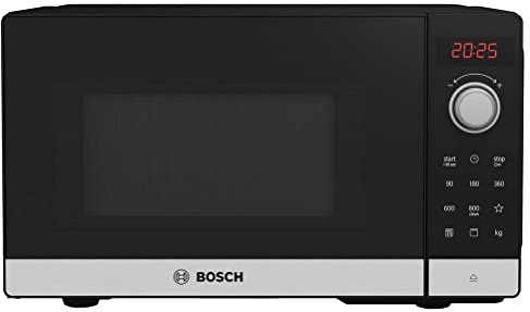 Bosch FEL023MS2 Serie 2 Mikrowelle, 26 x 44 cm, 800 W, Drehteller 27 cm, Quarzgrill, Timer, AutoPilot 8 mit 8 Automatikprogramme, Reinigungsunterstützung, LED-Touchdisplay, Edelstahl