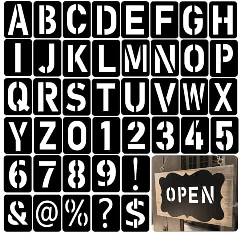 42 Stück Buchstaben Schablone Set, 10 cm Buchstaben Schablone Kunststoff, Wiederverwendbar Zahlen Schablonen, Waschbar Zahlen Zeichen Schablonen, für Kunstzeichnungen Basteln DIY-Schreiben