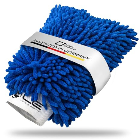 Liquid Elements - Waschhandschuh Chubby 2.0 aus ultraweicher Chenille-Faser mit Stretcharmband - Waschhandschuh Auto & Motorrad für schonende & kratzfreie Lackpflege - Gegen hartnäckigen Schmutz