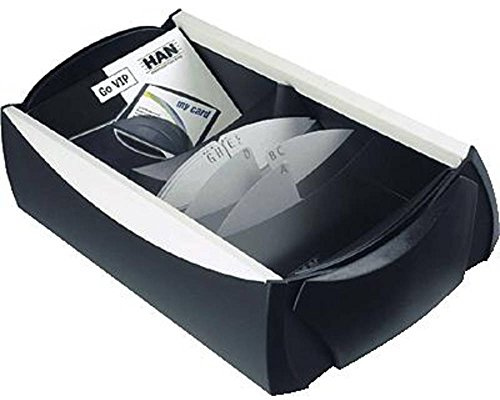 HAN Visitenkartenbox VIP, modernes Design mit patentiertem Deckel für 500 Visitenkarten und 1 zusätzliches Visitenkarten-Etui Go VIP, 2000-13, weiß-schwarz