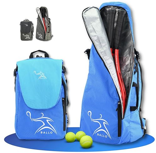 BALLO® Tennisrucksack Tennistasche [NEUHEIT] Schlägertasche Rucksack Tasche Tennis Badminton | Damen Herren mit Schuhfach & geschlossenem Schläger Fach