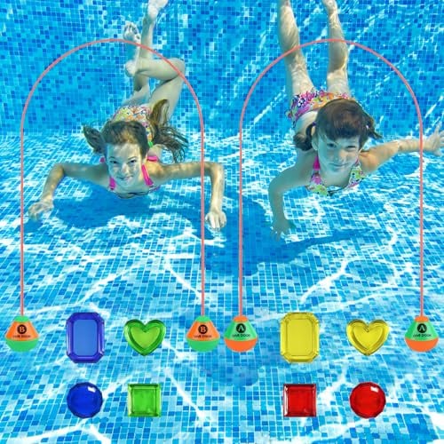 Kinder Tauchspielzeug,Unterwasser Tauchringe,Kinder Unterwasser Edelstein,Tauchset, Schwimmenspielzeug Tauchringe Spielzeug,Schwimmen Training Wasserspielzeug,für Unterwasserspiel und Tauchtraining vo