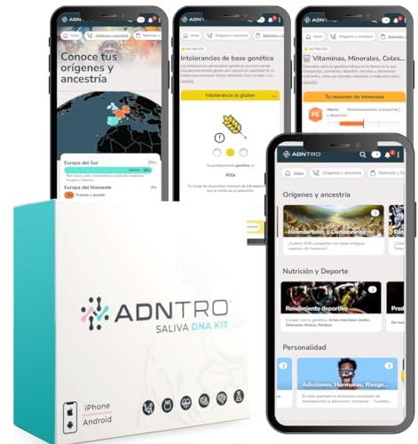 ADNTRO DNA Test Online Entry (Herkunft/Vorfahren + Ernährung/Unverträglichkeiten) | Erweiterbarer genetischer Test für Sport, Gesundheit, Persönlichkeitsmerkmale und Kuriositäten