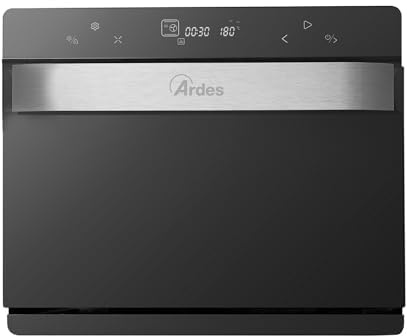 ARDES - Elektrischer Umluft-Kleinbackofen 31 Liter Fassungsvermögen mit Innenbeleuchtung 9 Garfunktionen Timer Doppelverglasung mit Zubehör MIST 400 AR6440VD, Schwarz