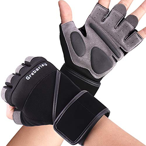 Grebarley Fitness Handschuhe,Trainingshandschuhe für Damen und Herren - Fitness Handschuhe für Krafttraining,Bodybuilding,Kraftsport & Crossfit Training (M, lang-Aktualisierung)