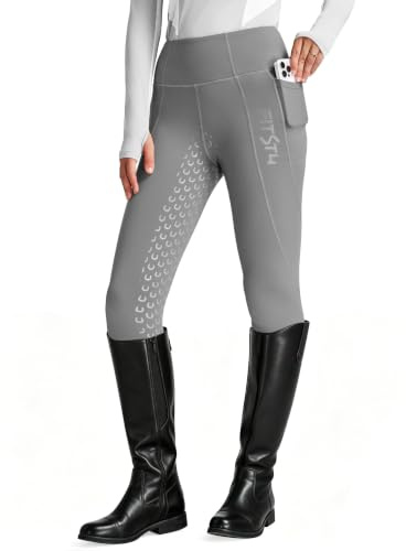 FitsT4 Sports Damen Winterreitleggings Vollbesatz Reithose mit Fleecefutter | Reithose damen winter mit Fleecefutter mit Handytasche und Gürtelschlaufenfür das Reittraining und für Reitturniere