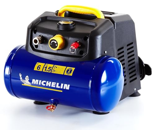 Michelin MBL6 tragbarer Luftkompressor, 6-Liter ölfreier Luftkompressor, integriertes Manometer, Max. Druck 8 Bar, 1,5 PS Leistung