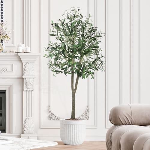 YOLEO Olivenbaum Künstlich 150cm kunstpflanze Künstliche Pflanzen groß Künstlicher Olivenbaum Kunstbaum wie echt für Wohnzimmer Schlafzimmer Büro Deko (Typ 2)
