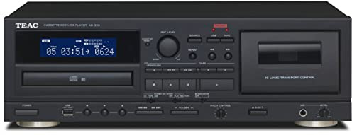 Teac AD-850(B) CD und Kassetten Player (Tapedeck, CD Musik-Spieler, mit Aufnahmefunktion für USB-Speicher, Karaoke-Funktion, Mikrofoneingang, CD-R/RW und MP3-Wiedergabe), Schwarz