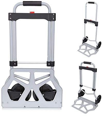 Voluker Alu Sackkarre faltbar, Traglast 100 kg, 2 Räder, mit Teleskopgriff aus Aluminium, Silber