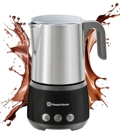 Maestri House Milchaufschäumer, 500ml 4-in-1 Elektrischer Milchschäumer, 600W Smart Touch Control für Heißer und Kalter, Memory-Funktion für Latte,Warme Milch, Heiße Schokolade Milch, BasicFro 500