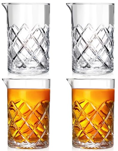 Cocktail-Kristall-Rührglas, 680 ml, für Bar, Barkeeper, Whiskey, Martini, Getränkezubehör, 4 Stück