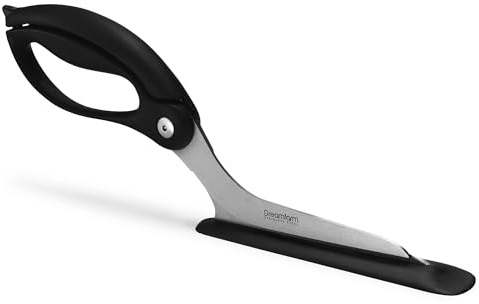 Dreamfarm SCIZZA Pizza Schere Schwarz, Edelstahl Pizzaschneider groß mit Nylon-Auflage, Pizzaschere spülmaschinenfest, Küchenschere für Pizzen und Fladenbrot
