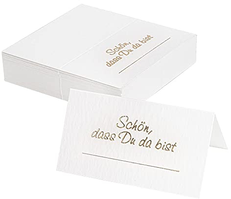Ideen mit Herz Tischkarten "Schön, dass du da bist" | 10 cm x 9 cm | Strukturkarton 300 g/m² | 50 Stück