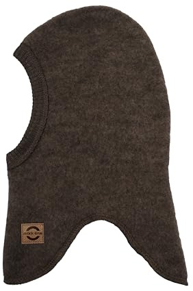 Mikk-line Schlupfmütze Baby & Kinder aus Merinowolle – Warme Schalmütze & Sturmhaube Kinder In Dark Brown Melange – 1-Lagige Balaclava & Helmmütze – Atmungsaktive Wollmütze für Winter & Übergang 74/80
