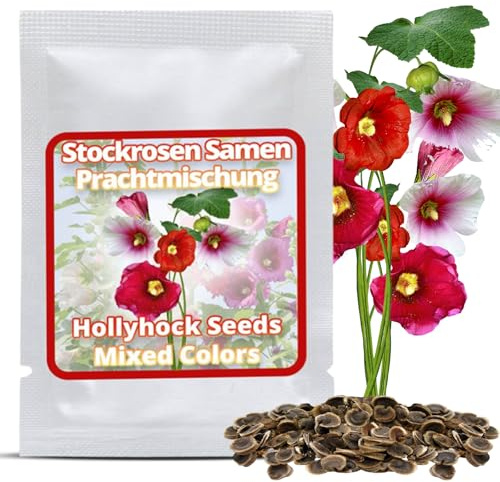 Magic of Nature Stockrosen Samen Mix: 50 Stück Bunte Mischung (Alcea Rosea) – Winterhart & Mehrjährig – Bauerngarten Blumen für Bienen
