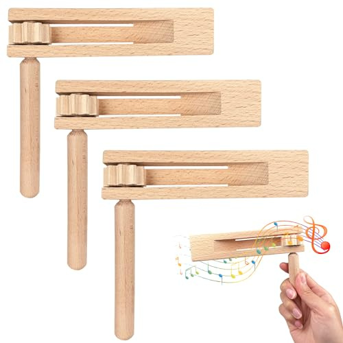 3 Stück Holzratsche Geräusche Maker, Krachmacher, Ratsche Holz, Fanartikel zum Anfeuern Geeignet für Sportwettkämpfe Musikaufführungen Familientreffen Feierlichkeiten Spieleversammlungen