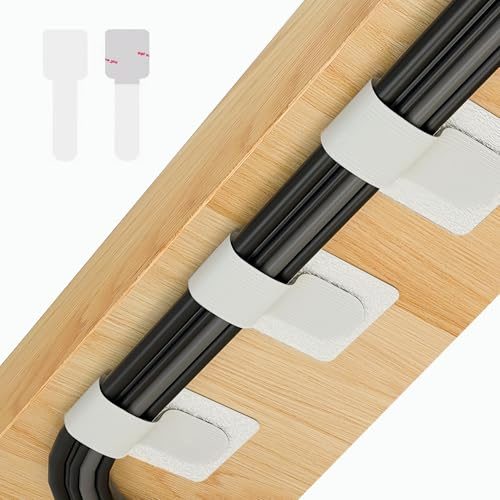 Abnii 50 Stück Kabelmanagement Schreibtisch, Kabelbinder Selbstklebend Weiß | Klettband Kabel Organizer Schreibtisch Kabelhalter Kabelklemmen Kabelclips Kabelbefestigung für TV, Lichterkette