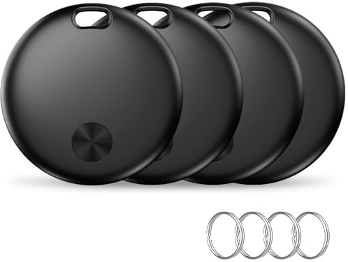 Smart Air Tracker Tag 4 Pack, Schlüsselfinder Kompatibel mit Apple Wo ist? APP (Nur iOS), Schlüsselfinder für Gepäck/Taschen/Brieftasche, IP67 Wasserdicht, Austauschbarer Akku (weTag mini)-Schwarz