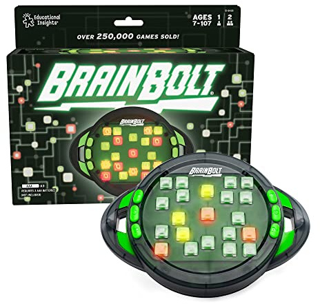 Learning Resources BrainBolt – Elektronisches Memory- & Konzentrationsspiel – Lichtspiel für Kinder & Erwachsene – Tragbar – Geschenkidee ab 7 Jahren – Inkl. Batterien