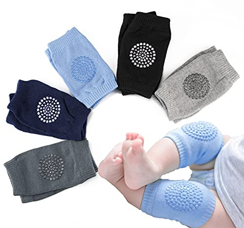 Baby Knieschoner zum Krabbeln, 5 Paar Antirutsch Krabbelschutz Baby Knie | Knieschoner Baby Krabbeln Antirutsch für Sicheren Halt Knieschützer Kinder Krabbelhilfe für 0-24 Monate Jungen und Mädchen