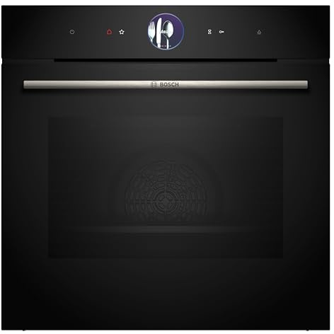 Bosch HSG7361B1, Smarter Serie 8 Einbau-Dampfbackofen, 60 x 60 cm, 1 L Wassertank, Schwarz, Made in Germany, Hydrolyse Selbstreinigung, Air Fry, Farb-Display, 4D Heißluft, Bosch Assist, Pizzastufe