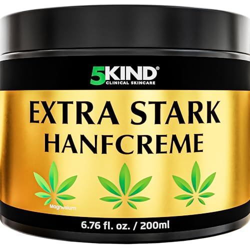 5kind Extra Starke Hanfcreme 200ml - Hochkonzentriertes Hanföl und Arnika-Creme - zur Massage von Gelenken & Muskeln, unterem Rücken, Knien, Nacken & Schultern - Reich an natürlichen Extrakten