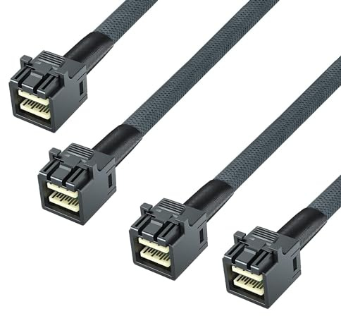 10Gtek [2 Stück 12G Internal Mini SAS HD SFF-8643 zu SFF-8643 Kabel, with Sideband, 100-Ohm, 0.5-Meter(1.65-ft)