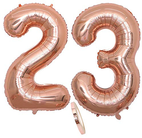 2 Luftballons Zahl 23, Nummer 23 Luftballon Rosegold Mädchen,40 Aufblasbar Helium Folienballon Roségold Ballons Figuren,Riesen ballon für Geburtstag Party Dekoration, Abschlussball (xxxl 100cm)