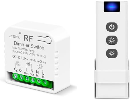 Kabelloser Dimmer Funk Lichtschalter Mit Fernbedienung, Tedeligo AC230V Dimmbare Schaltersteuerung Für LED Und Halogen 10W–150W, Kompatibel Mit Wandpaneel-Dimmerschaltern (kein WLAN Erforderlich)