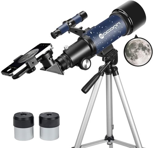 Teleskop für Erwachsene Anfänger, 70mm Aperture 400mm AZ Mount Voll Multi-Coated Optics Refraktor Tragbare Teleskope, Reiseteleskop mit Stativ und Telefon Adapter-Blau