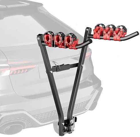 Wiltec Fahrradträger Anhängerkupplung für 3 Fahrräder, Fahrradträger für Auto Stahl, Fahrradhalterung bis 45 kg, Fahrrad Träger mit sicherer Fixierung