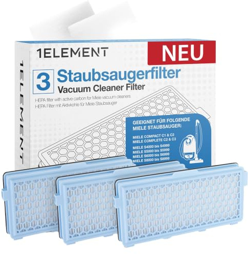 3 HEPA-Filter für Miele Staubsauger Compact & Complete C1–C3 | Ersetzt SF-HA 50 · 3x HEPA H13 und 3x Motorfilter · für Compact C2, Complete C2 & C3, S8340 · Wechsel ohne Werkzeug