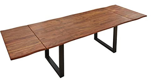 SAM Esstisch Norina 160(260) x90 cm Akazie Nougat Baumkante U schwarz