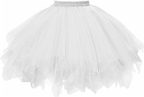 Damen tüllrock Karneval Tutu Klassisch Rock Kostüm Tüllrock 50er Puffy Tütü Röcke Tüll Tanzkleid Rock Ballettrock Tüllrock (DE/NL/SE/PL, Alphanumerisch, Einheitsgröße, Regular, Regular, Weiß)