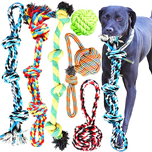 Youngever 6er Pack Große Hundeseilspielzeug Set für Großer Hunde, Welpe Hunde, Welpen Kauspielzeug Zahnen Spielzeug Hund Seil Kauspielzeug für Mittlere bis Große Hunde