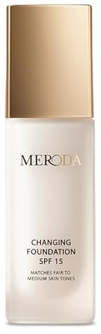MERODA® Changing Foundation SPF 15 [LIGHT TO MEDIUM SKIN] - Foundation Color Changing - Farbwechselnde Foundation für Reife Haut - Make Up Hautton Anpassend - Foundation Gesichts Make Up