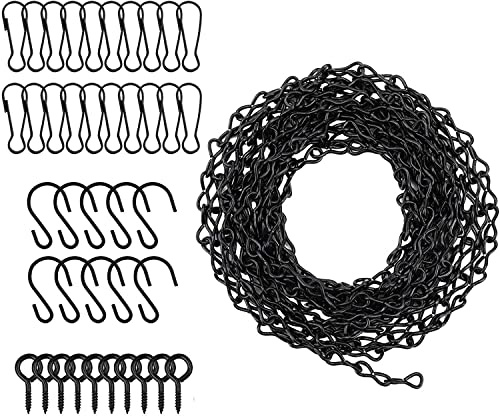 KAHEIGN 500cm Blumenampel Ketten zum Aufhängen, Metall Hängende Blumentopfkette mit 10 Haken 20 Clips 10 Schraubösenhaken für Aufhängen von Blumenkorb Pflanzgefäße Pflanzenkörbe Ketten