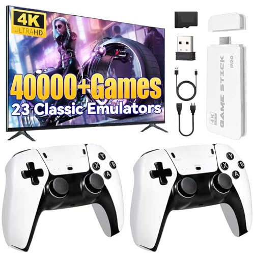 AGSTMG Retro-Spielkonsole 2026, 4K HDMI mit über 40.000 Spielen, 23 Emulatoren, Plug-and-Play, Dual-2,4-GHz-Funkcontroller, 64 GB