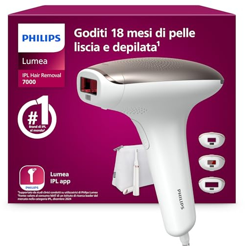 Philips Lumea IPL 7000 Series Haarentfernungsgerät – Alternative zur Laserhaarentfernung – 3 Aufsätze für Körper, Gesicht & Bikinizone, inkl. Korrekturtrimmer (BRI923/00)