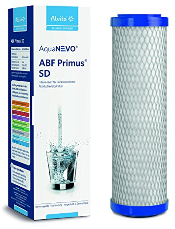 Alvito Primus SD Wasserfilter - Ersatzfilter für Trinkwasserfilterung | Aktivkohlefilter für Alvito und Carbonit Filtergeräte - Chlorfilterung, Bakterien & Mikroplastik Filterung Durchfluss 4 l/min
