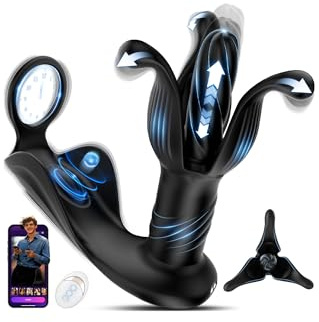 Soulour Analvibratoren für Mann Prostata Stimulation Männer, 4IN1 Expansions- und Schubmodi Analplug mit Penisring&Hodenvibration, AI Sex Spielzeug für die Männer Anal Plug Analkugeln 9x9 Modi Reif