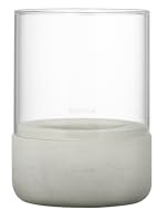 blomus Windlicht -Calma- | Kerzenhalter aus hochwertigem Beton und Glas | Farbe Light Gray | Größe S | 10L x 10B x 14H cm | Indoor